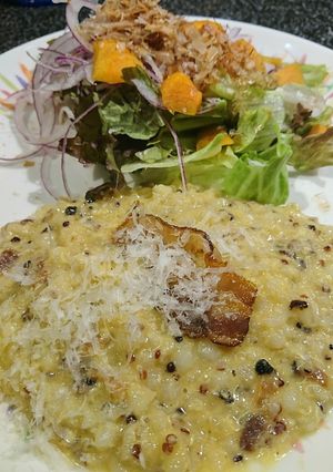 餅麦キヌアで♥️カルボナーラリゾット-レシピのメイン写真