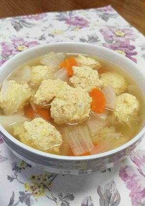 手を汚さないで作る鶏団子☆卵でふわりん♪-レシピのメイン写真