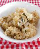 簡単給食　野沢菜のそぼろごはん