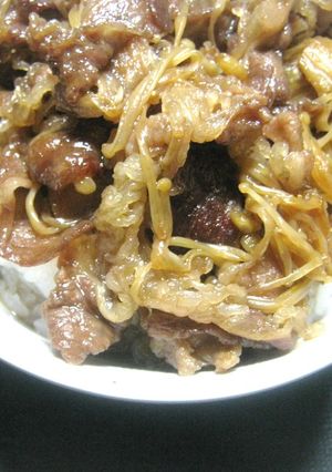 超安超早　牛バラ肉えのき茸すき煮丼-レシピのメイン写真