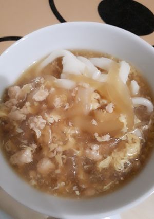 鶏のひき肉と卵の玉ねぎあんかけうどん-レシピのメイン写真