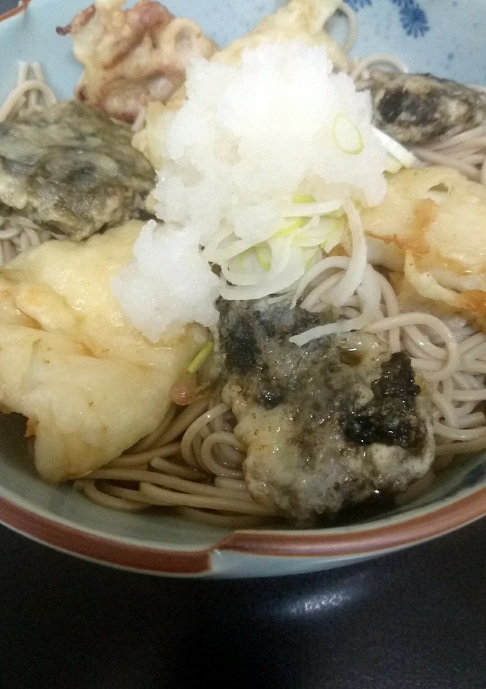 ヤリイカと生海苔の天ぷら冷やし蕎麦-レシピのメイン写真