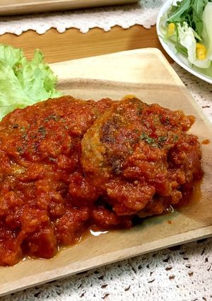 ふんわりトマト煮込みハンバーグ-レシピのメイン写真