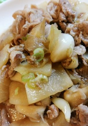 大根豚バラゆり根まいたけのぽん酢炒め-レシピのメイン写真