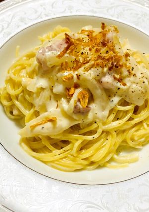 ベーコンと玉ねぎの濃厚クリームパスタ-レシピのメイン写真