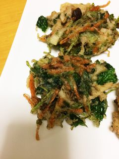蓮根&三つ葉&人参のかき揚げ(青さ入り)-レシピのメイン写真