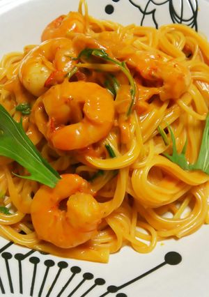 えびと水菜のビスク風パスタ-レシピのメイン写真