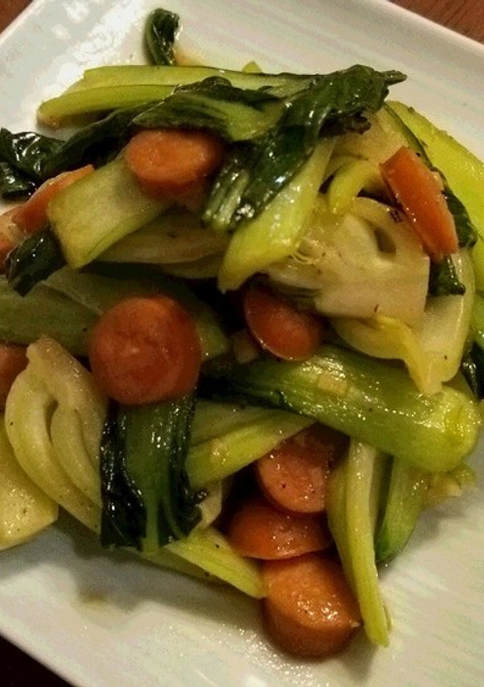 青梗菜とウインナーのにんにく炒め-レシピのメイン写真