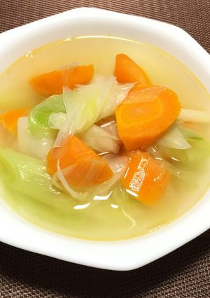 長ネギと人参の鶏ガラスープ煮!(^^)!-レシピのメイン写真