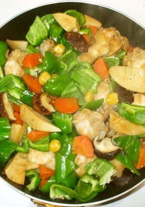 鶏手羽元と野菜の煮物♪簡単筍ピーマン人参-レシピのメイン写真