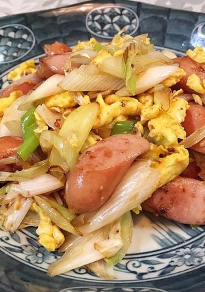 ウインナーと長ネギのマスタードマヨ炒め-レシピのメイン写真