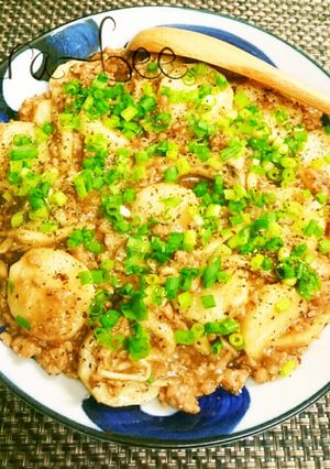 ご飯が進む！長いもの舞茸そぼろあんかけ-レシピのメイン写真
