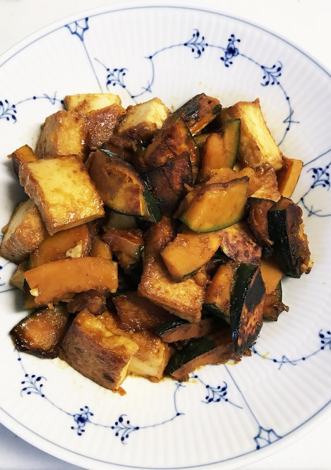 かぼちゃと絹揚げの焼肉のタレ炒め-レシピのメイン写真