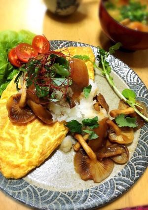 チーズオムレツのなめこバター醤油おろし-レシピのメイン写真