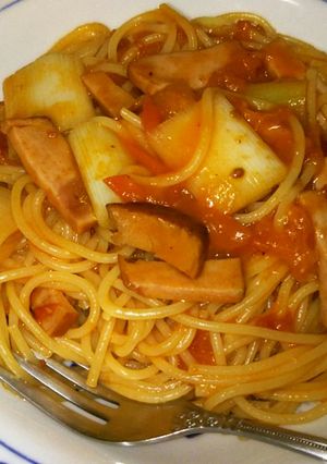 ワンポット☆長ネギとトマトソースのパスタ-レシピのメイン写真