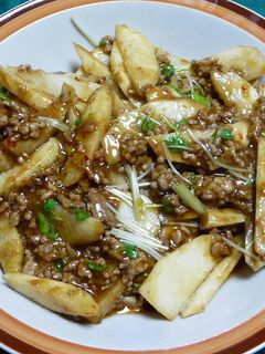 麻婆長芋、長芋と豚ひき肉の甘辛炒め-レシピのメイン写真