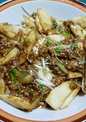 麻婆長芋、長芋と豚ひき肉の甘辛炒め-レシピのメイン写真