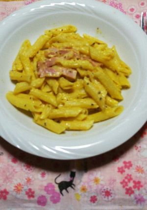豆乳で2/1カロリ~にペンネカルボナーラ-レシピのメイン写真