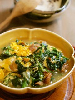 焼き鳥缶とほうれん草の卵とじ*-レシピのメイン写真