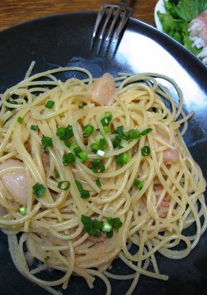 一人ご飯に「明太子＋内緒の帆立貝柱スパ」-レシピのメイン写真