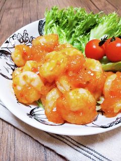 お弁当に☆調味料2つの簡単エビチリ-レシピのメイン写真