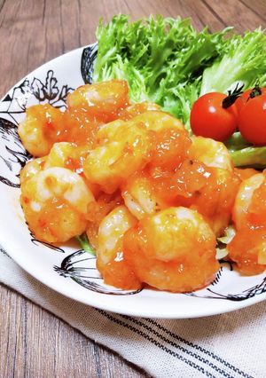 お弁当に☆調味料2つの簡単エビチリ-レシピのメイン写真