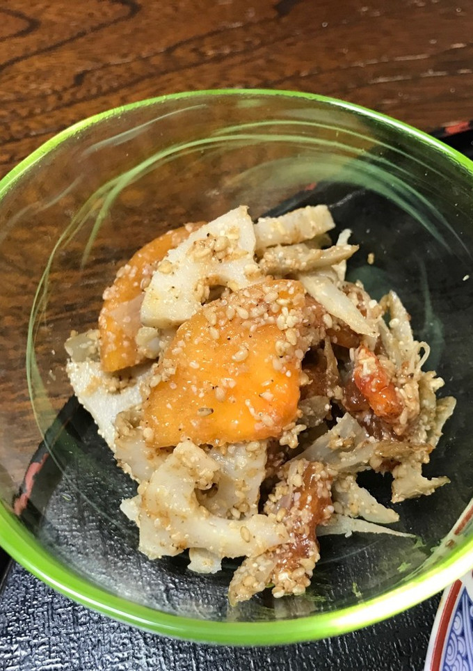 秋の味覚　柿と根菜の胡麻和え-レシピのメイン写真