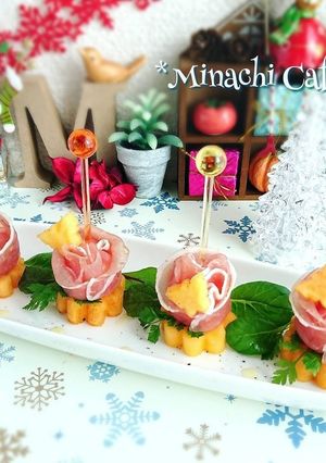 柿と生ハムのフラワーピンチョス-レシピのメイン写真