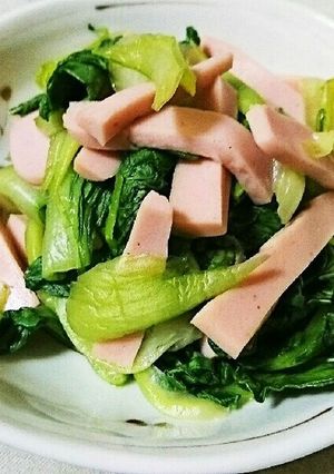 チンゲン菜と魚肉ソーセージのめんつゆ和え-レシピのメイン写真