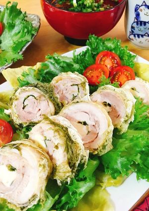 おぼろ昆布巻きネギチーズチキンロール-レシピのメイン写真