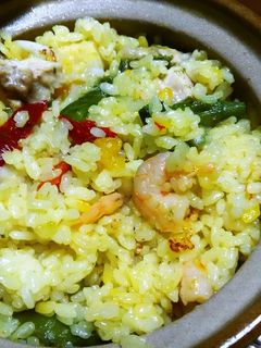 アウトドア飯 土鍋で簡単パエリア♪-レシピのメイン写真