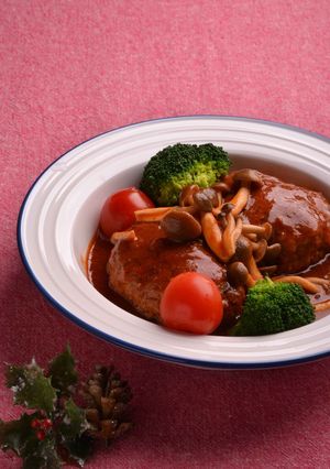 キノコの煮込みハンバーグ-レシピのメイン写真