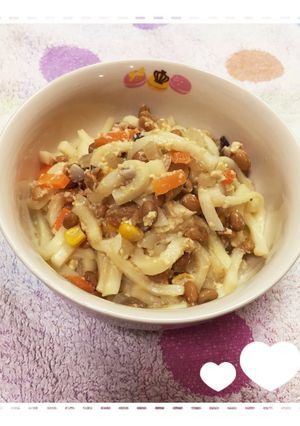 [幼児食]野菜たっぷり納豆卵うどん-レシピのメイン写真