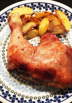 皮パリジュ〜シ〜骨付もも肉ローストチキン-レシピのメイン写真