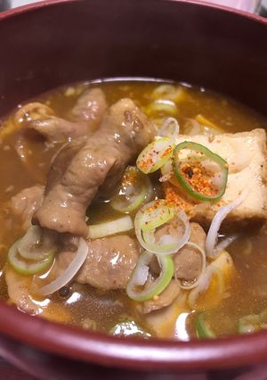 残ったカレーでモツ煮-レシピのメイン写真