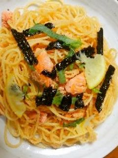 明太子&サーモンの和風パスタ-レシピのメイン写真