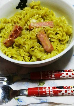 豆乳とジェノベーゼカルボナーラパスタ。-レシピのメイン写真