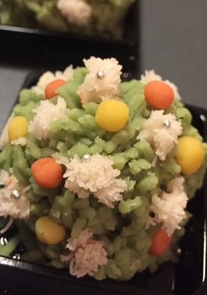 クリスマスの和菓子 (ツリー風きんとん)-レシピのメイン写真