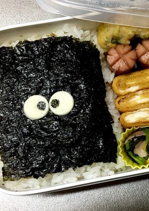 のり弁。キャラ弁。まっくろくろすけ。-レシピのメイン写真