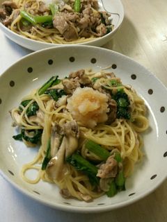 豚肉と小松菜の和風スパゲティ-レシピのメイン写真