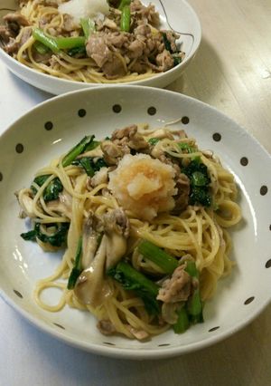 豚肉と小松菜の和風スパゲティ-レシピのメイン写真