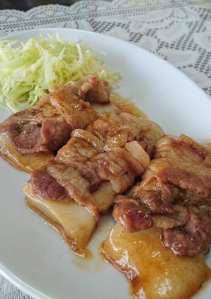 ★お餅で豚巻きしょうが焼き★-レシピのメイン写真