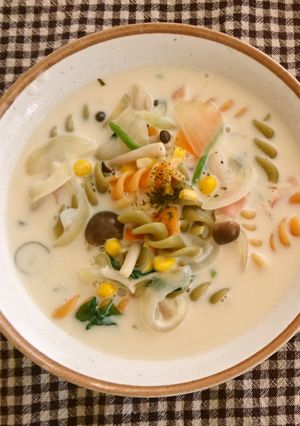 ほうれん草ときのこのマカロニミルクスープ-レシピのメイン写真