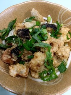 鶏肉と根菜の揚げ物載せうどん-レシピのメイン写真