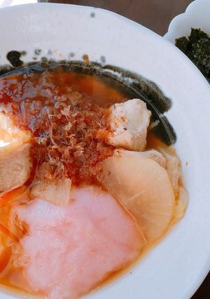 お雑煮 めんつゆと鶏肉のお出汁-レシピのメイン写真