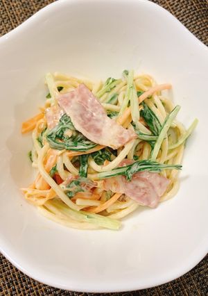 水菜とベーコンのスパサラ-レシピのメイン写真
