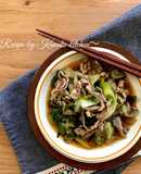 豚肉とサラダ菜と葱のにんにく醤油炒め