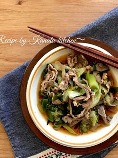 豚肉とサラダ菜と葱のにんにく醤油炒め-レシピのメイン写真
