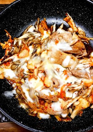 包丁いらず！舞茸の豚キムチーズ焼き-レシピのメイン写真