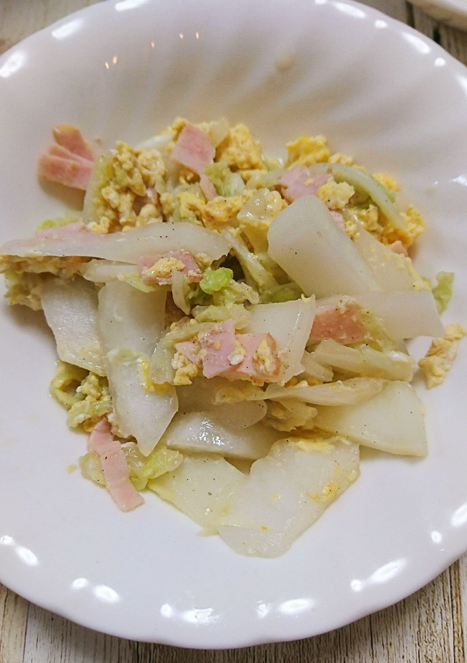 シンプルにおいしい♡白菜とハムの卵炒め-レシピのメイン写真